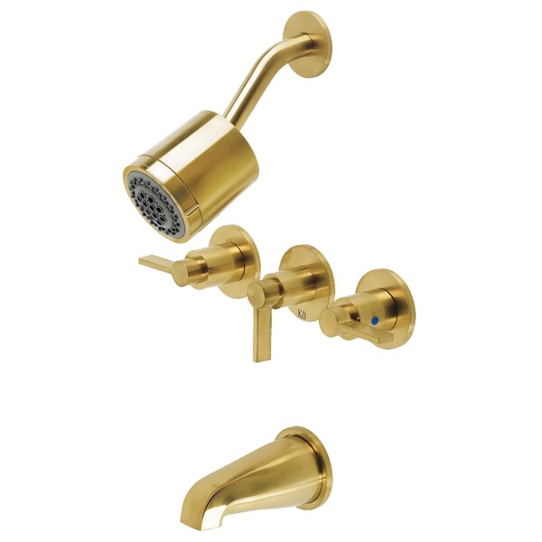 Tub and Shower Faucet, Brushed Brass, Wall Mount